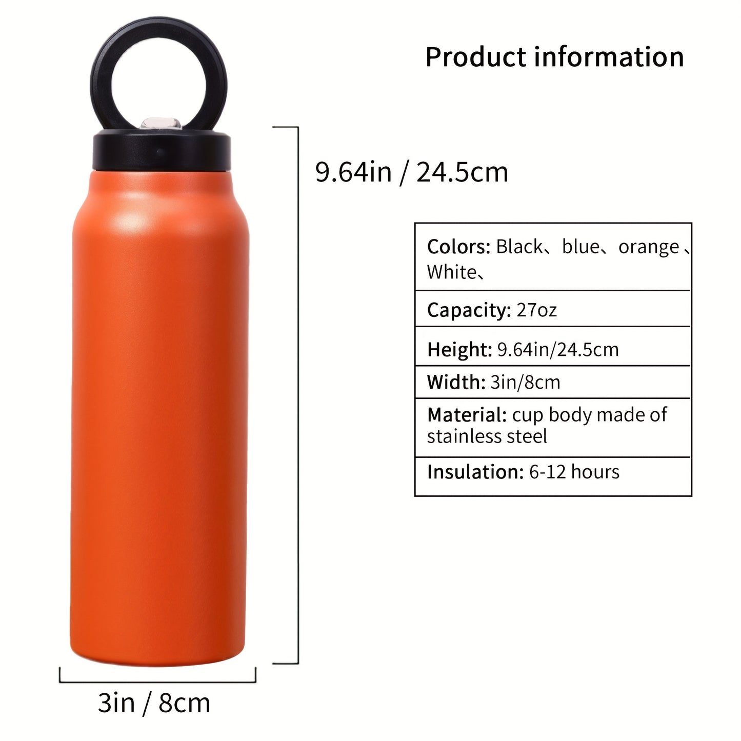 Water Bottle with Magnetic Phone Holder